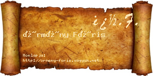 Örmény Fóris névjegykártya